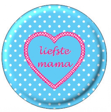 Button 56 mm Liefste mama blauw Button 56 mm Liefste mama blauw